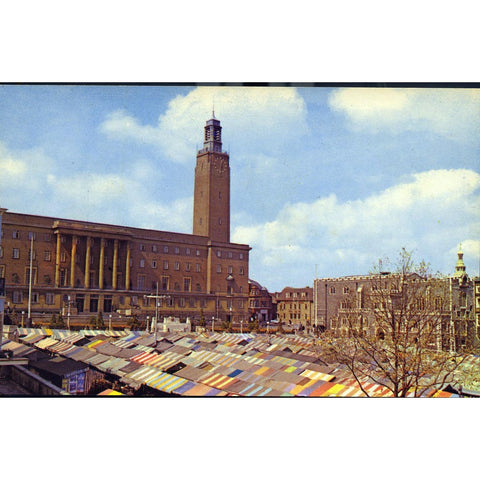 Postcard 'The Market and City Hall, Norwich'