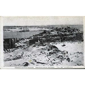 Postcard 'Terrible Halifax Disaster, Wreckage Sugar Refinery, "S.S. Imo" in distance'