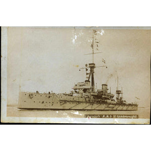 Real Photograph Postcard '(Bow View) H.M.S. Dreadnought'