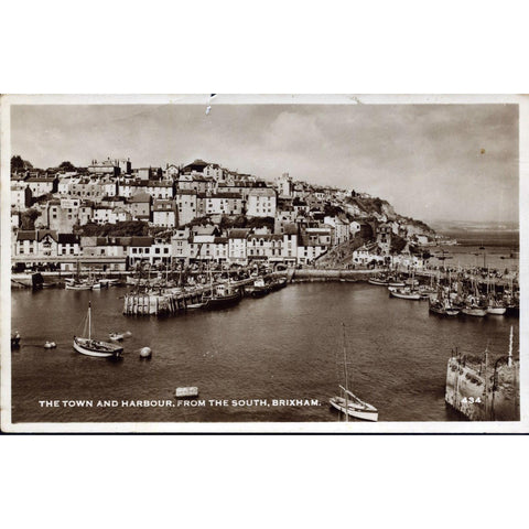 Real Photograph Postcard 'The Town and Harbour, from the South, Brixham'