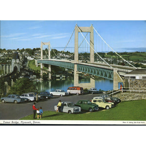 John Hinde Original Colour Postcard 'Tamar Bridge, Plymouth, Devon'