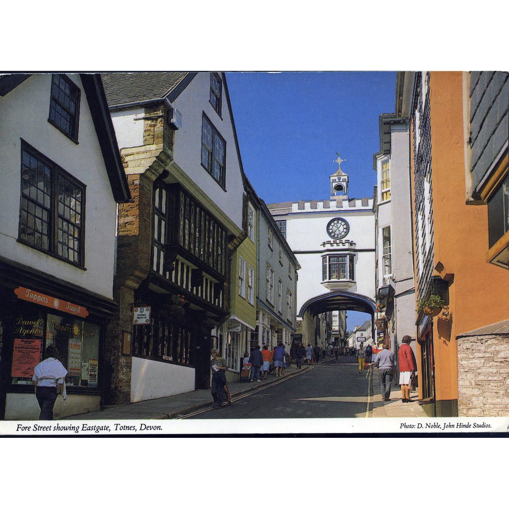 John Hinde Original Postcard 'Fore Street showing Eastgate, Totnes, Devon'