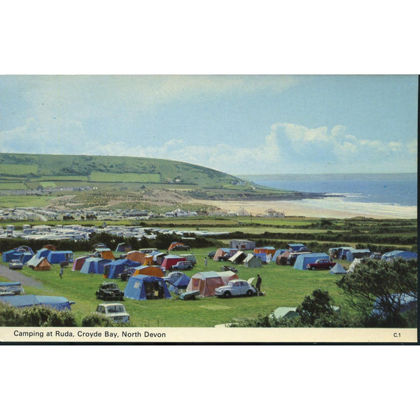 Dennis Productions Colour Postcard 'Camping at Ruda, Croyde Bay, North Devon'