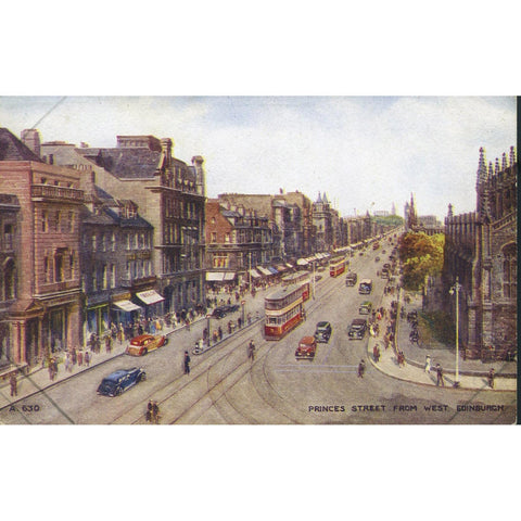 Valentine's 'Art Colour' Postcard 'Princes Street from West, Edinburgh'