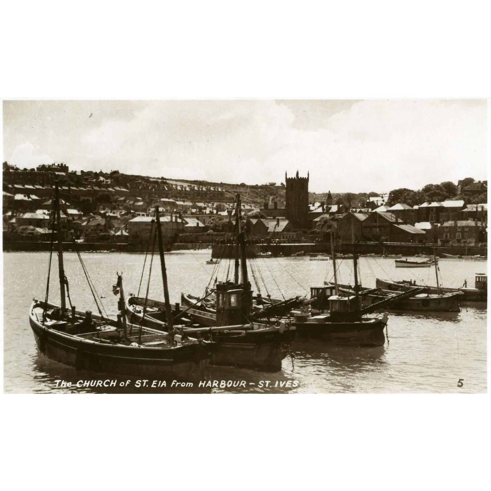 RA Series Real Photograph Postcard 'The Church of St. Eia from Harbour, St. Ives'