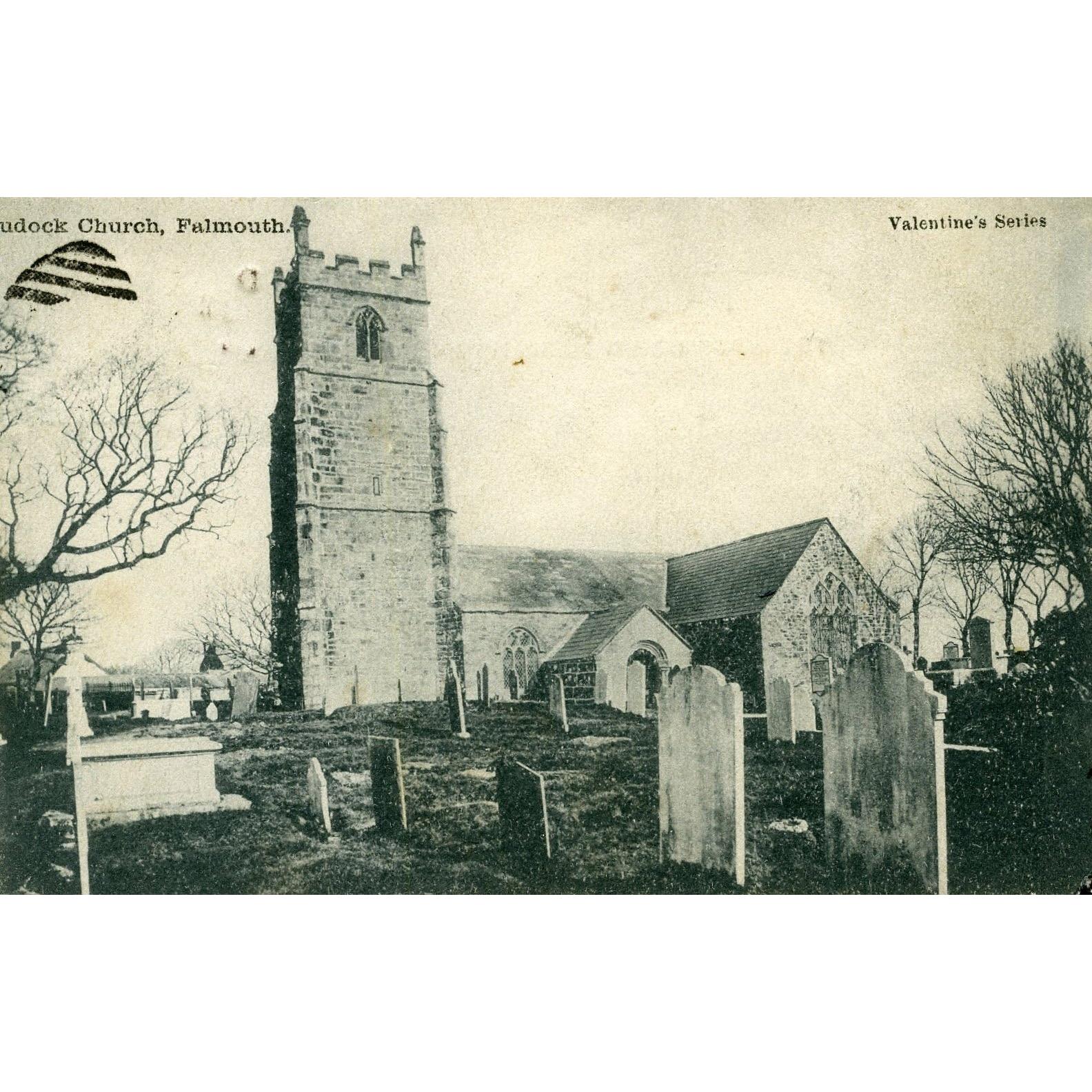 Valentine's Series Postcard 'Budock Church, Falmouth'