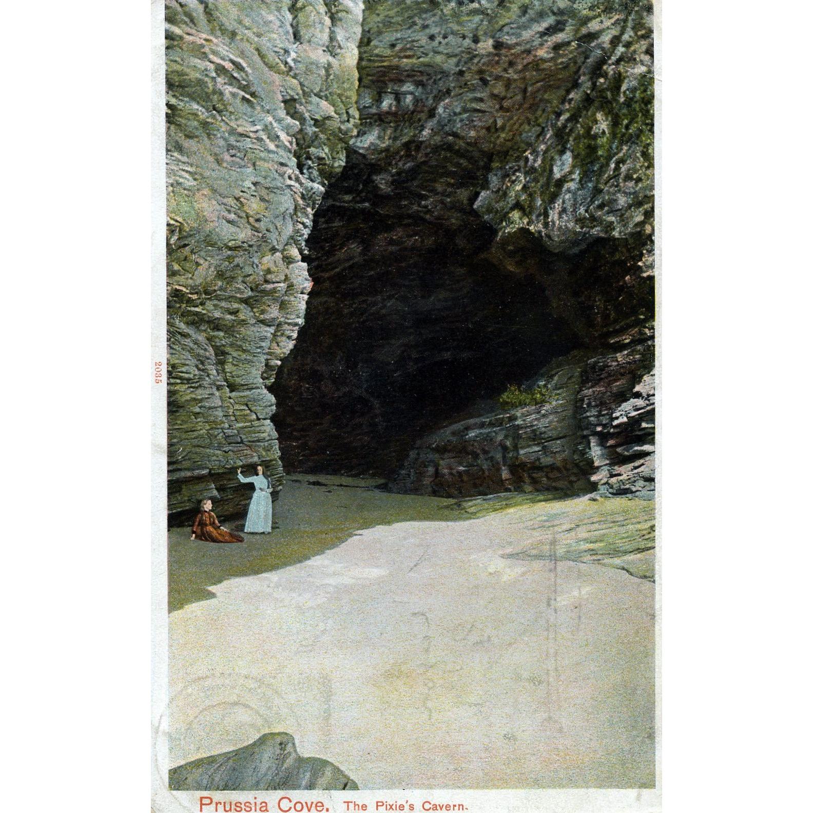 Peacock Brand 'Autochrom' Postcard 'Prussia Cove, The Pixie's Cavern'