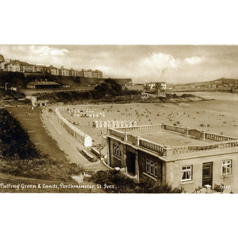 Photographic Postcard 'Putting Green & Sands, Porthminster, St.Ives'