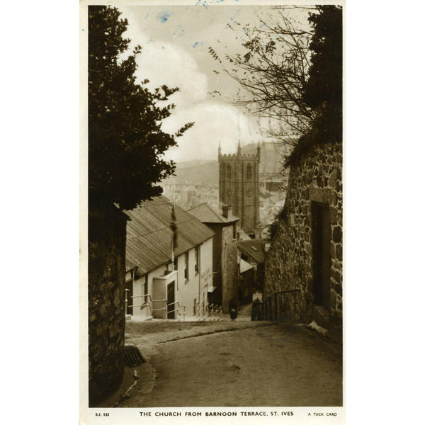 Tuck's Real Photograph Postcard 'The Church from Barnoon Terrace, St. Ives'