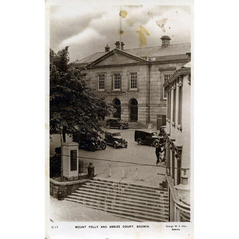 Real Photograph Postcard 'Mount Folly and Assize Court, Bodmin'