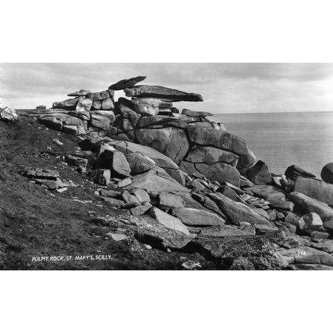 James Gibson Scilly Isles Real Photograph Postcard 'Pulpit Rock, St. Mary's, Scilly'