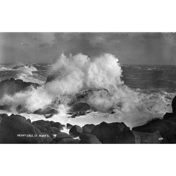 James Gibson Scilly Isles Real Photograph Postcard 'Heavy Gale, St. Mary's'