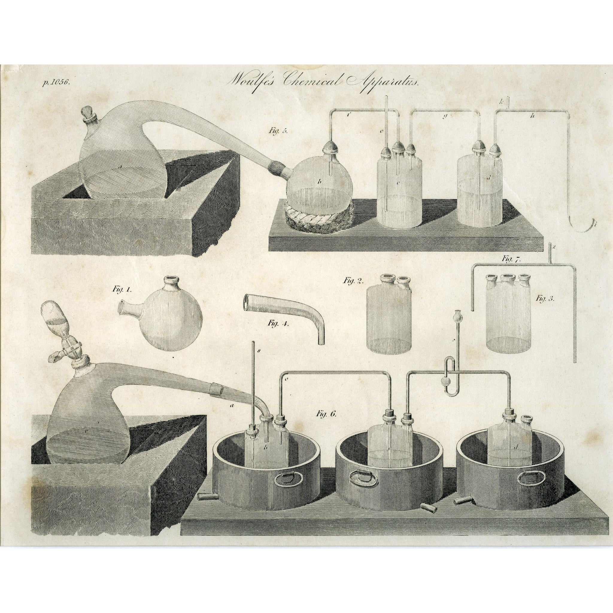 Engraving 'Woulfe's Chemical Apparatus' 1801