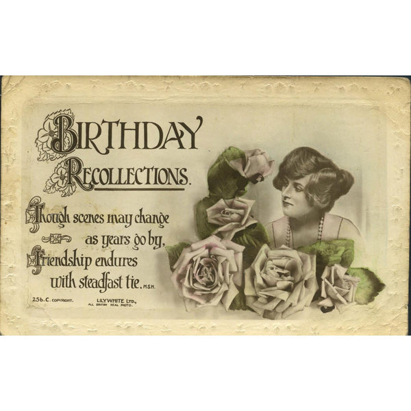 Lilywhite Photographic Series Postcard 'Birthday Recollections'