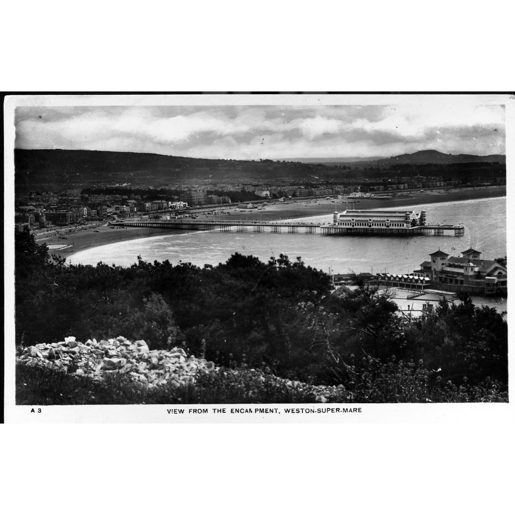 Real Photograph Postcard 'View from the Encampment, Weston-Super-Mare'