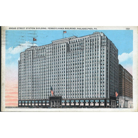 Tichnor Quality Views Postcard 'Broad Street Station Building, Pennsylvania Railroad, Philadelphia, PA.'