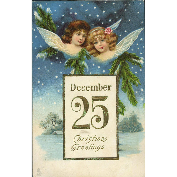 Tuck Chromographic Greetings Postcard 'December 25 Christmas greetings'