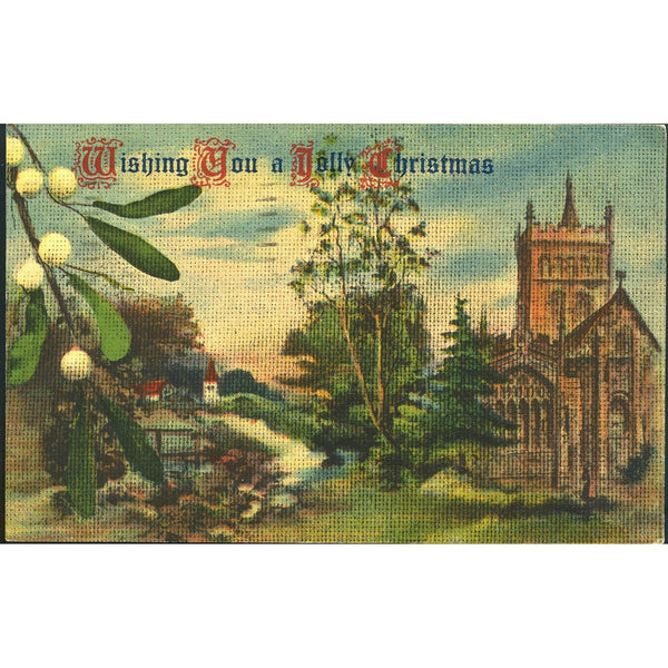 Gobelin Art Tapestry Series Postcard 'Wishing You a Jolly Christmas'