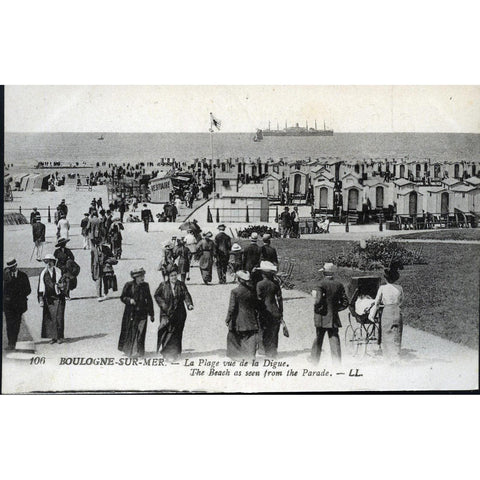 LL (Léon & Lévy) postcard 'Boulogne-sur-Mer.- La Plage vue de la Digue'