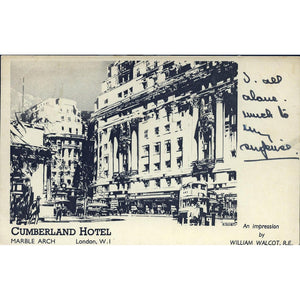 William Walcot Impression Postcard 'Cumberland Hotel, Marble Arch, London, W.1'