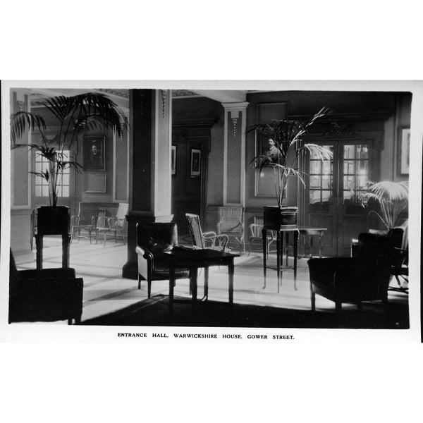 Kingsway Real Photo Series Postcard 'Entrance Hall, Warwickshire House, Gower Street'