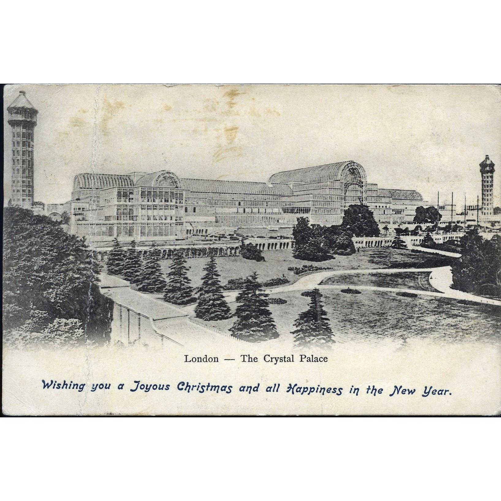 S. S. & Co. Christmas Greetings Postcard 'London - The Crystal Palace'