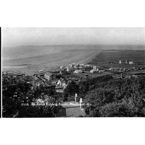 Sunshine Series Real Photograph Postcard 'The Pebble Ridge & Sands, Westward-Ho'