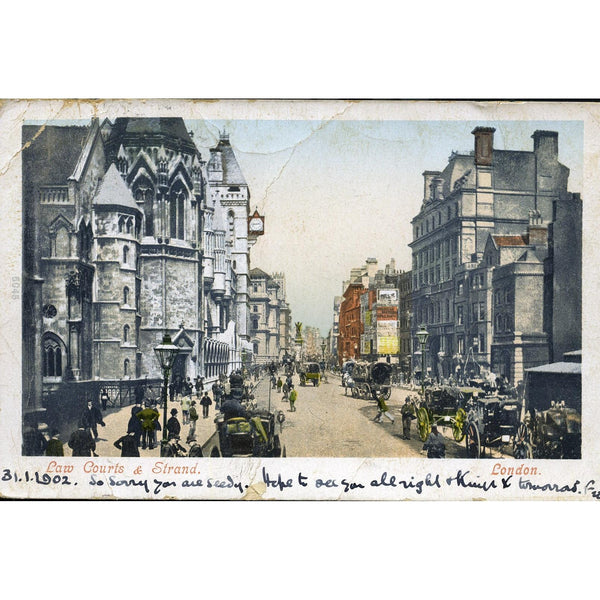 Postcard 'Law Courts & Strand, London'