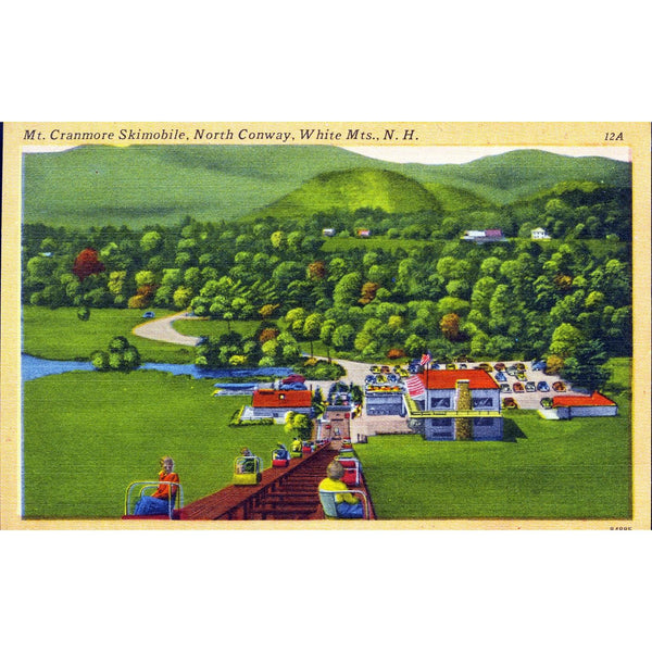 Tichnor Quality Views Linen Postcard 'Mt. Cranmore Skimobile, North Conway, N. H.'