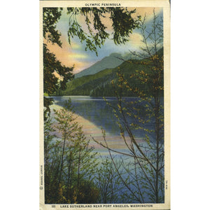 C.T. Art-Colortone' Linen Postcard 'Lake Sutherland near Port Angeles, Washington'