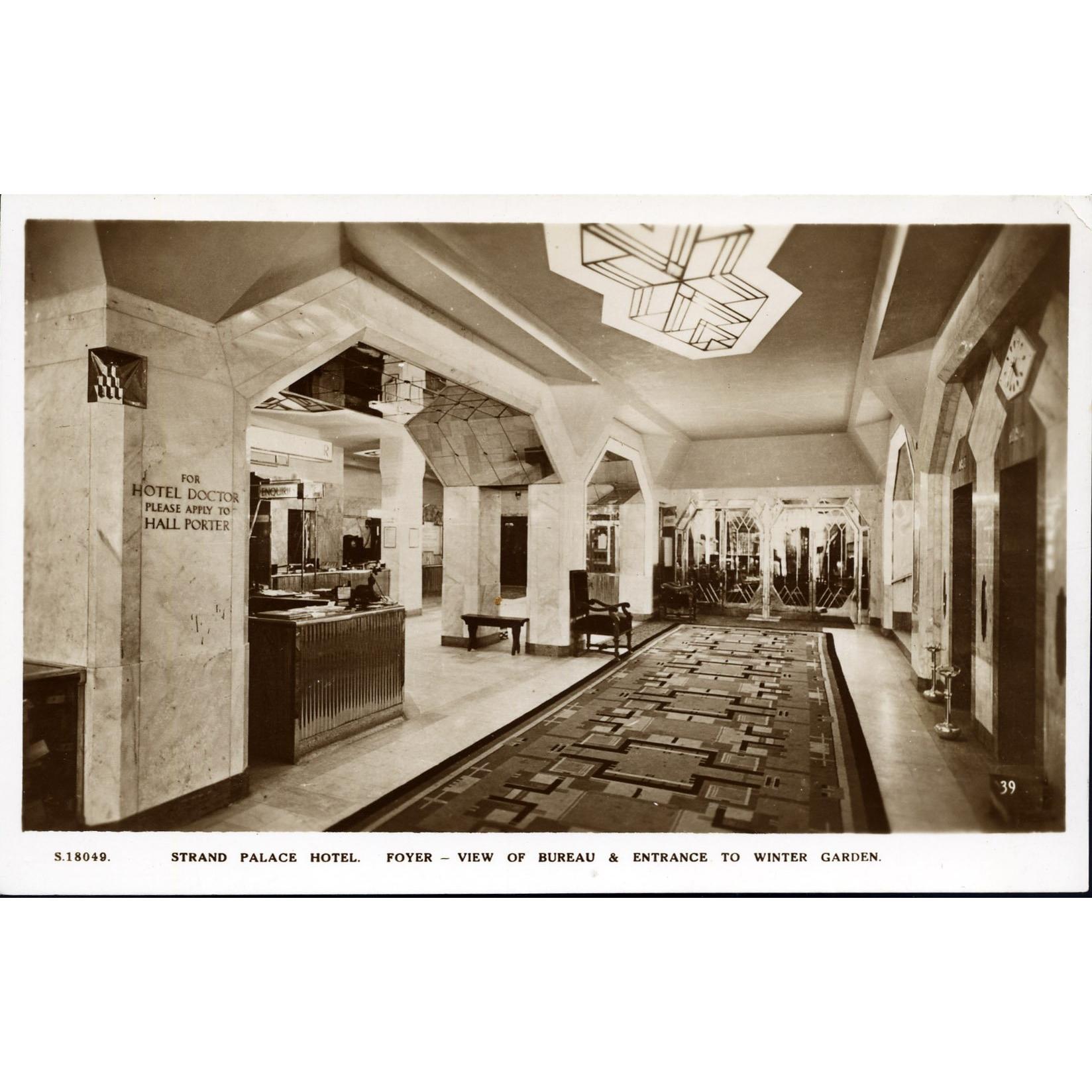 Real Photograph Postcard 'Strand Palace Hotel Foyer'