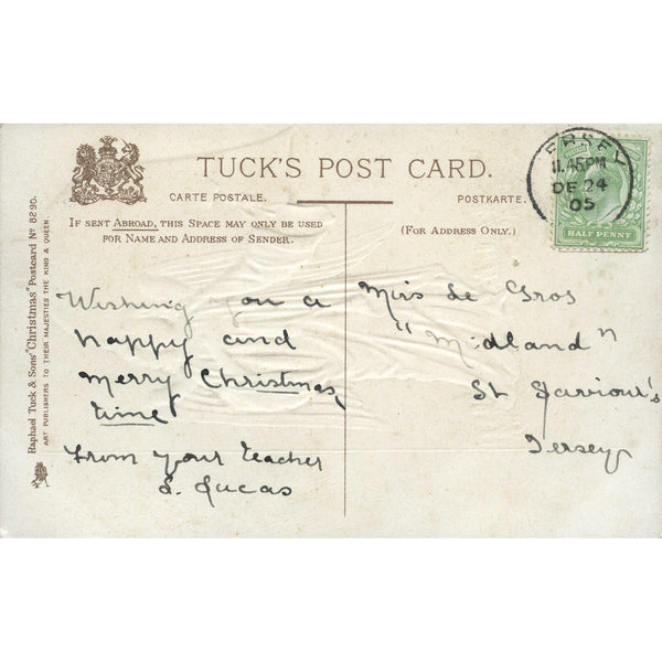 Tuck's Embossed Postcard 'A Happy Christmas'