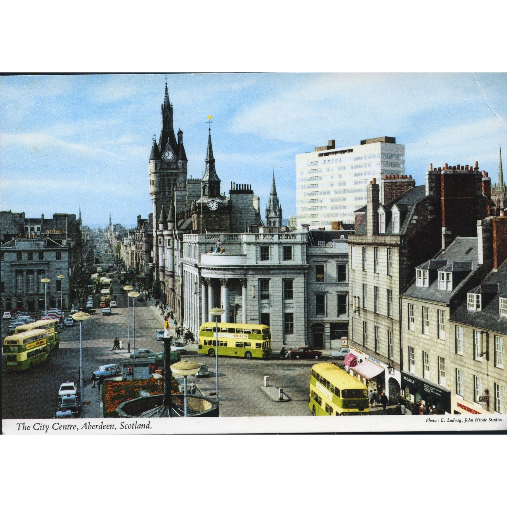 John Hinde Original Postcard 'The City Centre, Aberdeen, Scotland'