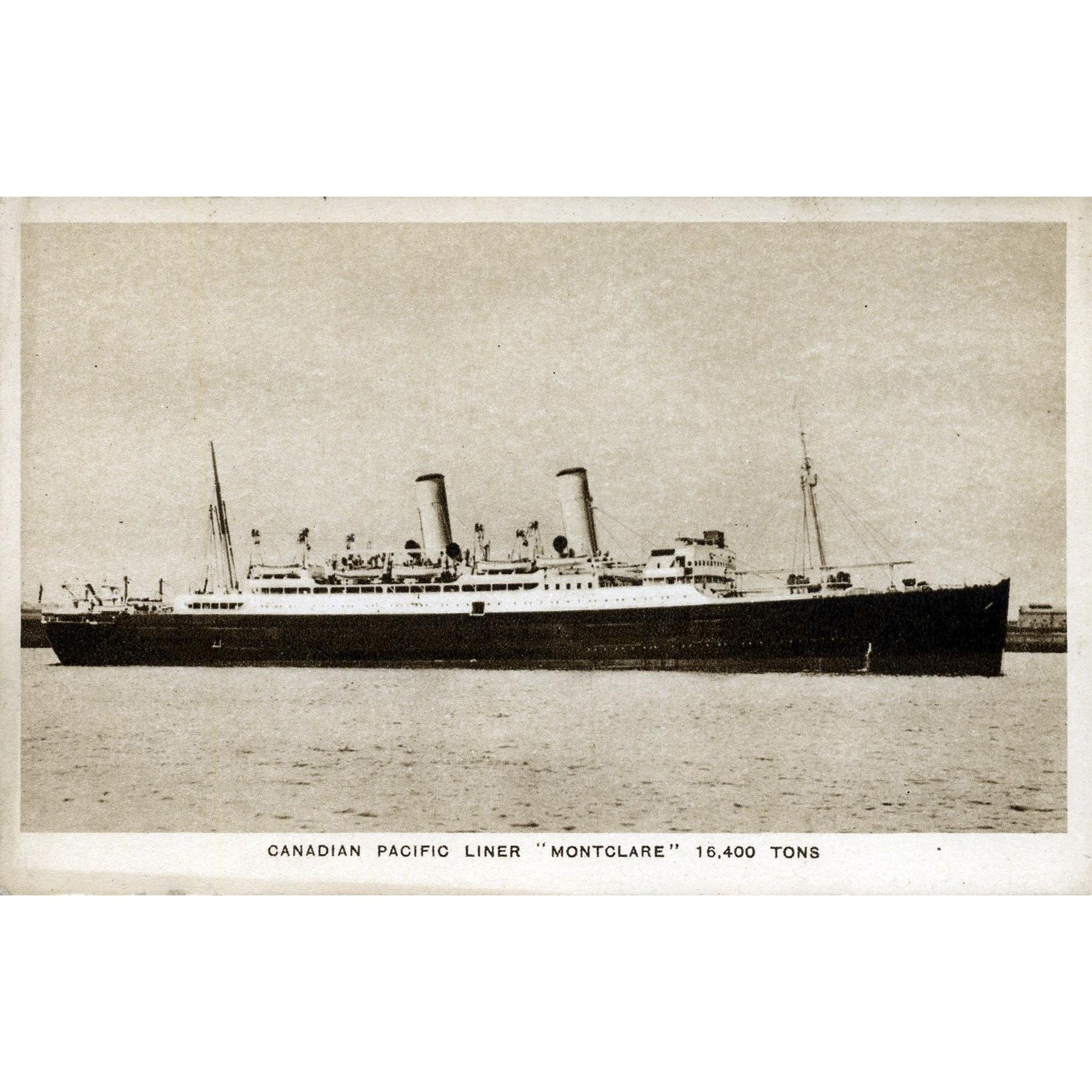 Postcard 'Canadian Pacific Liner "Montclare" 16, 400 Tons'