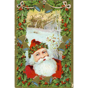 Vintage Christmas Greetings Postcard Xmas Greetings', Vintage Christmas Santa Claus, Father Christmas Postcard, Edwardian Christmas