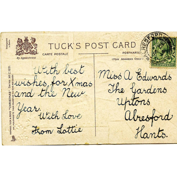 Vintage Christmas Greetings Tuck's Postcard 'Christmas Greetings', Vintage Christmas