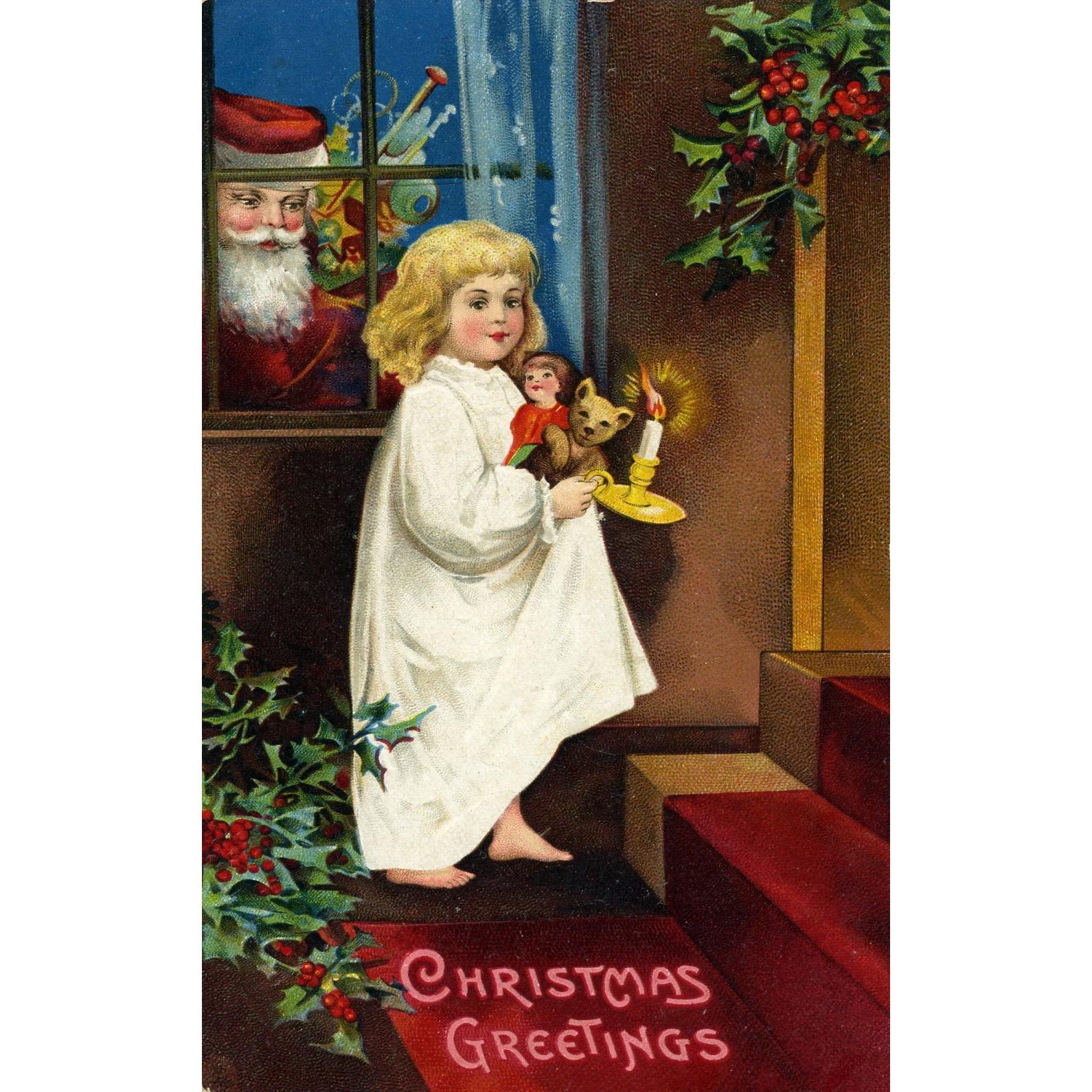 Vintage Christmas Greetings Tuck's Postcard 'Christmas Greetings', Vintage Christmas