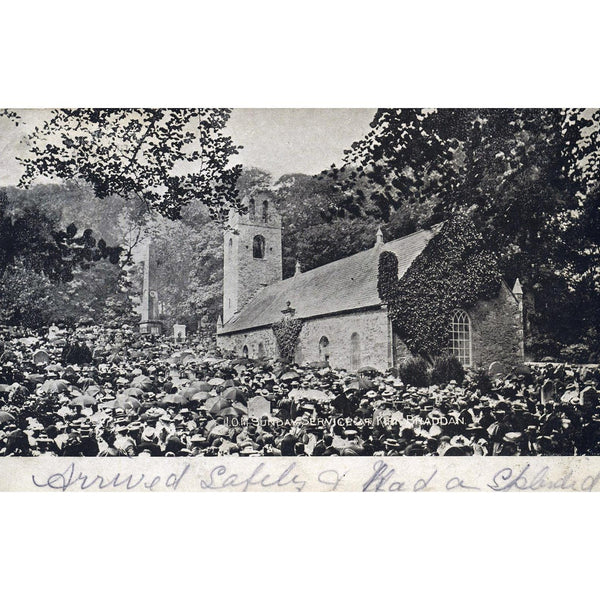 Postcard 'I.O.M. Sunday Service at Kirk Braddan'