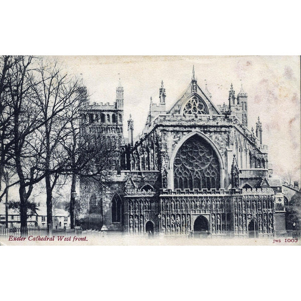 JWS Postcard 'Exeter Cathedral, West Front'