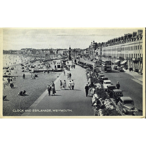 Valentine & Sons 'Silveresque' Postcard 'Clock and Esplanade, Weymouth'