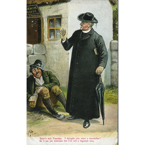 Eason & Son Ltd. Postcard 'How's this Timothy, I thought you were a teetotaller?'