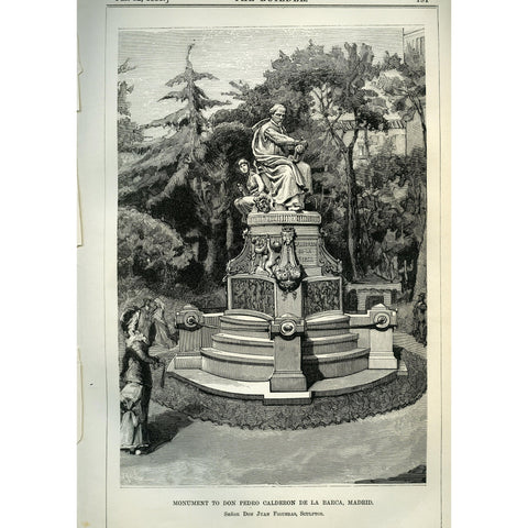 Architectural print 'Monument to Don Pedro Calderon de la Barca, Madrid'