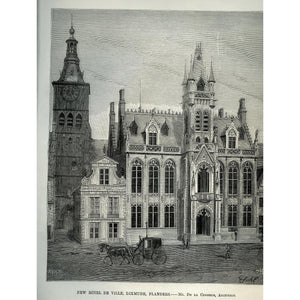 Architectural Print 'New Hotel De Ville, Dixmude, Flanders'