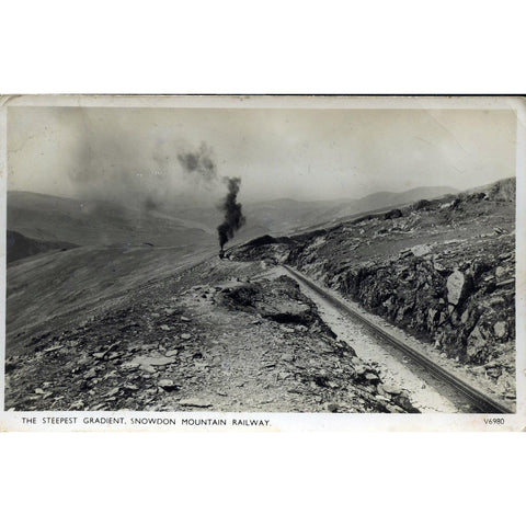 'Photochrom' Real Photograph Postcard 'The Steepest Gradient, Snowdon Mountain Railway'