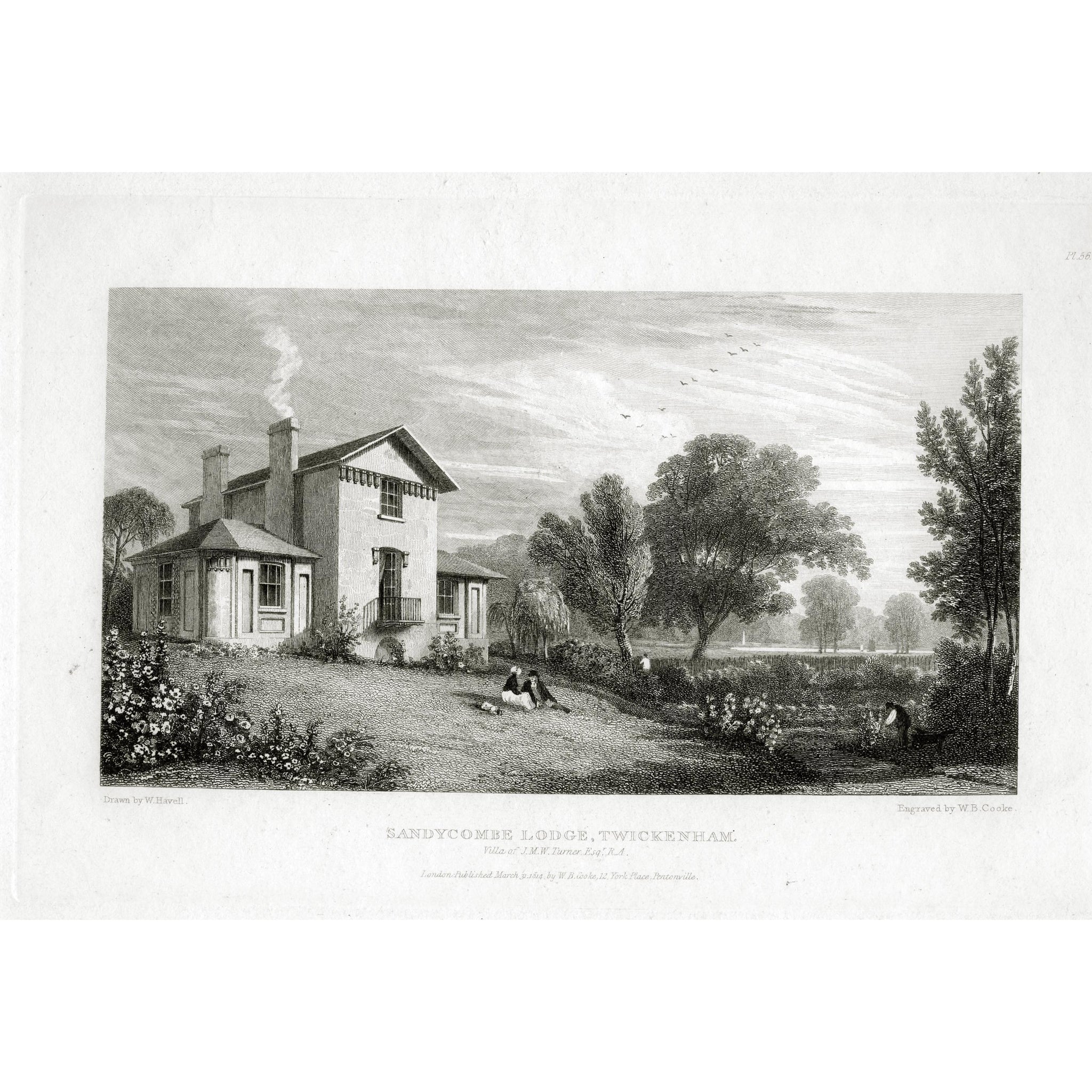 Copper Engraving 'Sandycomb Lodge, Twickenham' 1814, W. B. Cooke