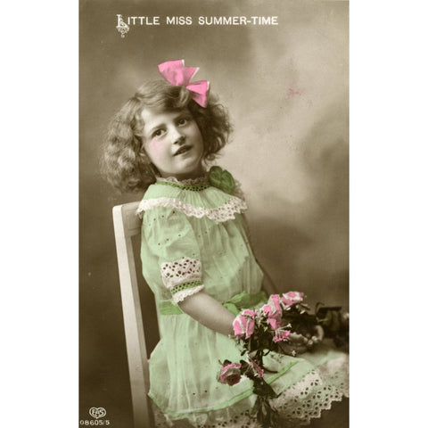 Vintage E. A. Schwerdtfeger & Co., London Real Photograph Postcard Little Girl 'Little Miss Summer-Time''