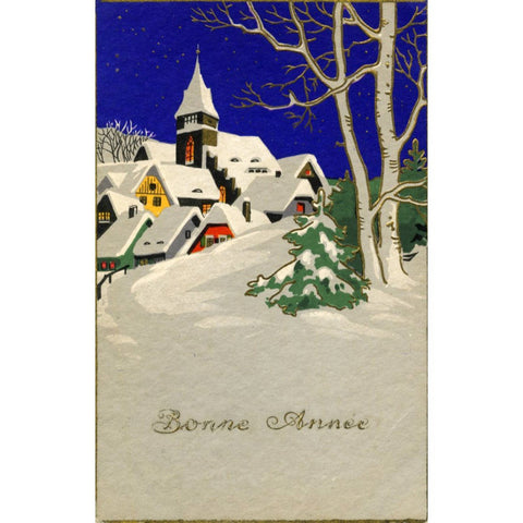 Vintage French New Year Christmas Postcard 'Bonne Annee'