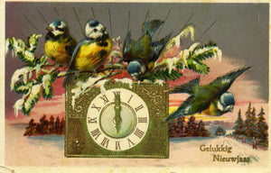 Vintage Dutch New Year Christmas Postcard 'Gelukkig Nieuwjaar'