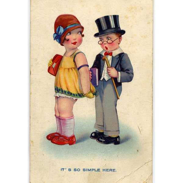 Vintage Sweetheart Postcard 'It's so simple here'