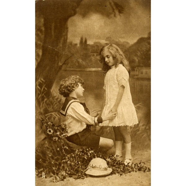 Raphael Tuck Vintage 'Carbonette' Sweetheart 'Little Lovers' Postcard